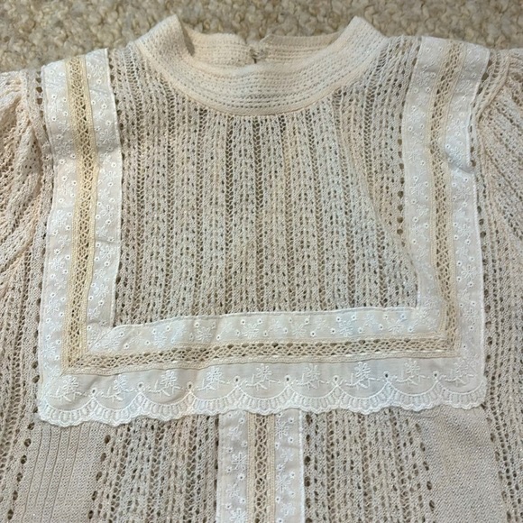 Zara Boho Long Sleeve Top size small off white - Picture 3 of 8